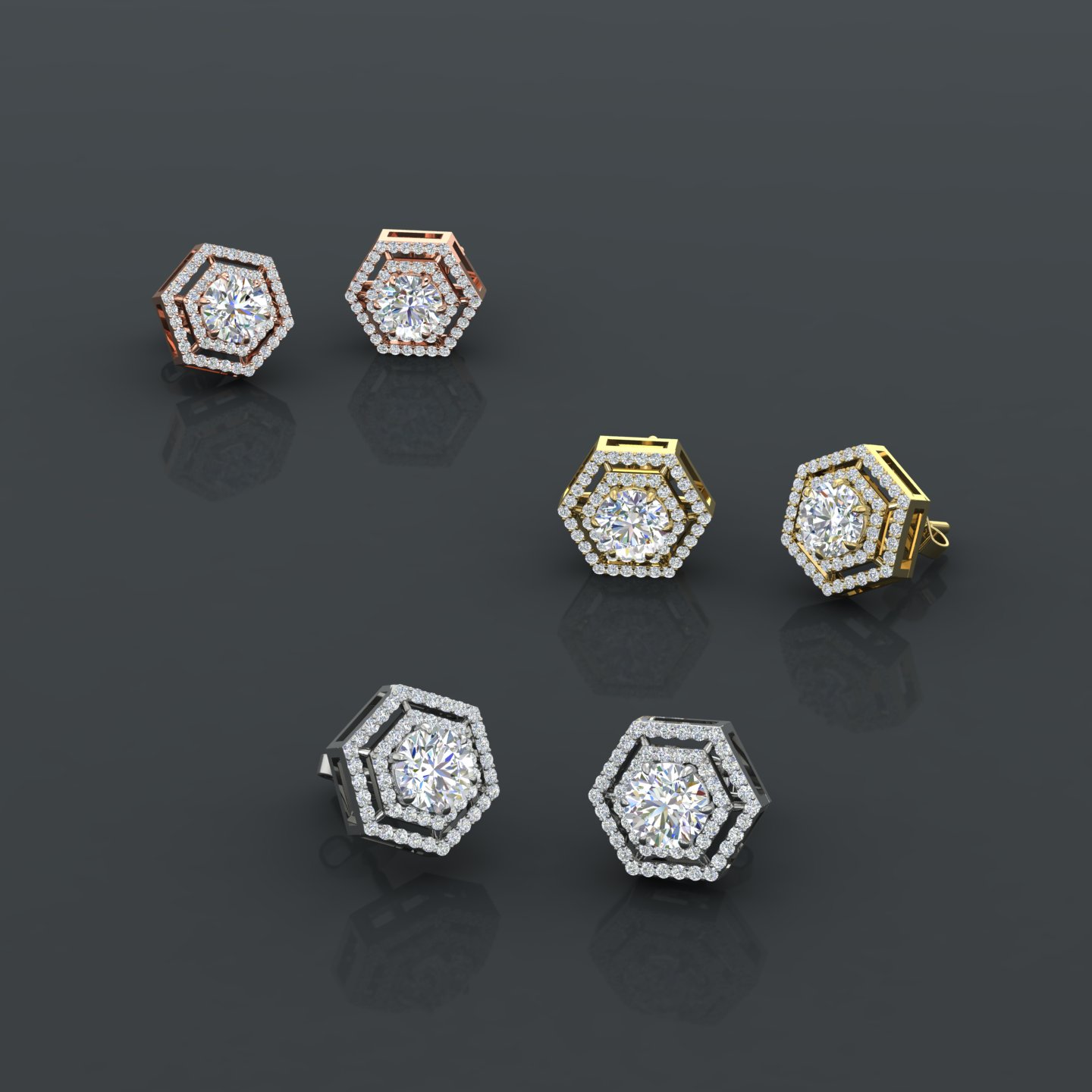 Double hexagon sale earrings